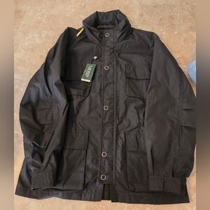 $325 LAUREN Ralph Lauren Black Longhorne Water Repellant Rain Coat 46R (US XXL)